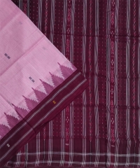 Pink maroon colour handwoven cotton bomkai saree