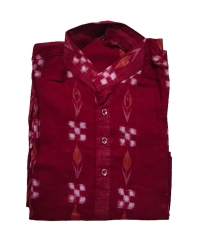 Red colour handwoven cotton full kurta