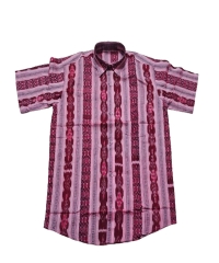 Peach maroon colour handwoven cotton half shirt