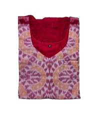 Peach red colour handwoven cotton kurti