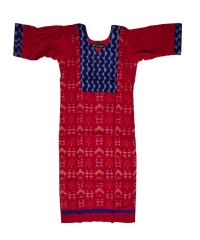 Red blue colour handwoven cotton kurti