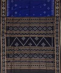 Blue black colour handwoven cotton saree