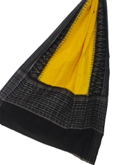 Yellow black colour handwoven cotton Dupatta