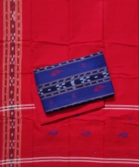 Navy blue red colour handwoven cotton Suit Piece