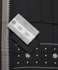 White black colour handwoven cotton Suit Piece