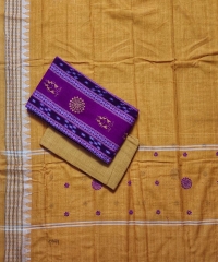 Purple yellow colour handwoven cotton Suit Piece