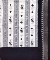 White black colour handwoven cotton Suit Piece