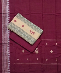 Peach maroon colour handwoven cotton Suit Piece