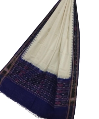 Offwhite blue colour handwoven cotton Dupatta