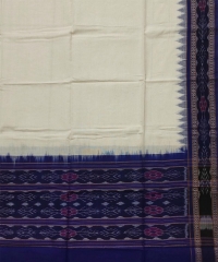 Offwhite blue colour handwoven cotton Dupatta