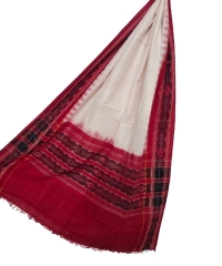 Offwhite red colour handwoven cotton Dupatta