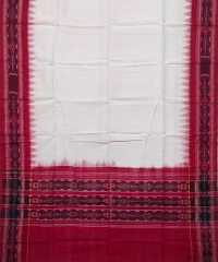 Offwhite red colour handwoven cotton Dupatta