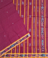 Maroon colour handwoven cotton saree