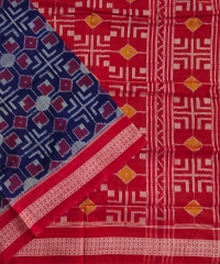 Blue red colour handwoven cotton saree