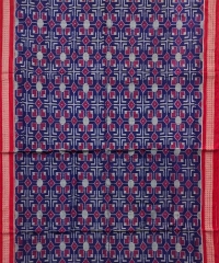 Blue red colour handwoven cotton saree