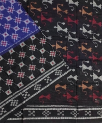 Blue black colour handwoven cotton saree