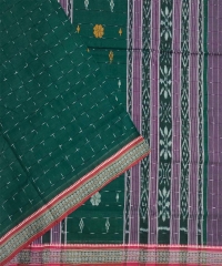 Darkgreen colour handwoven cotton saree