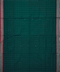 Darkgreen colour handwoven cotton saree