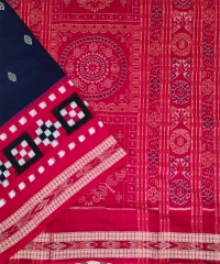 Navy red colour handwoven cotton saree