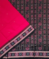 Red black colour handwoven cotton saree