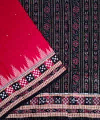 Red & black  colour handwoven cotton saree