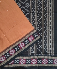 Brown & black  colour handwoven cotton saree