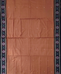 Brown & black  colour handwoven cotton saree