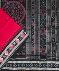 Red & black colour handwoven silk saree