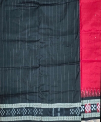 Red & black colour handwoven silk saree