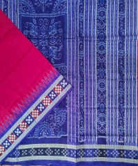 Magenta royal blue colour handwoven silk saree