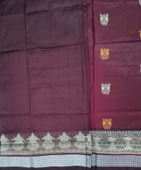 Maroon & coffee colour handwoven silk saree