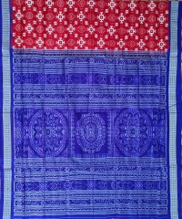 Red-blue colour handwoven silk saree