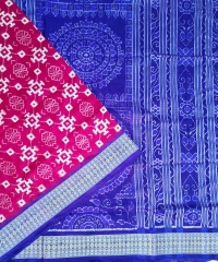 Magenta royal blue colour handwoven silk saree