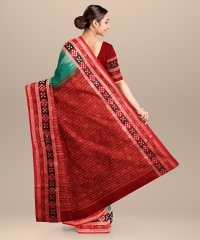 Light Green Red Cotton Handloom Sambalpuri Saree