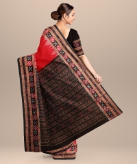 Red Black Cotton Handloom Sambalpuri Saree