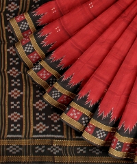 Maroon Black Silk Handloom Khandua Saree