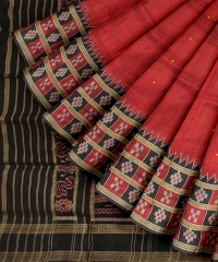 Maroon Black Silk Handloom Khandua Saree