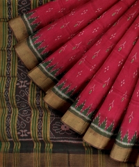 Pink Dark Green Silk Handloom Khandua Saree