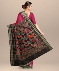 Pink Black Silk Handloom Khandua Saree