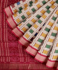 White Red Silk Handloom Sambalpuri Saree