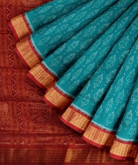 Dark Green maroon Silk Handloom Sambalpuri Saree