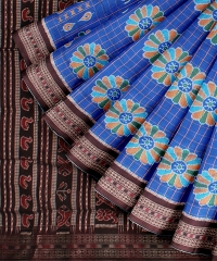 Cobalt blue deep maroon Silk Handloom Sambalpuri Saree