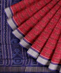 Maroon Deep blue Silk Handloom Sambalpuri Saree