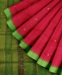 Maroon Light green maroon Tussar Silk Handloom Bomkai Saree