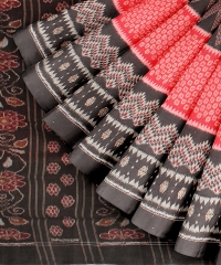 Red Black cotton Handloom Sambalpuri Saree