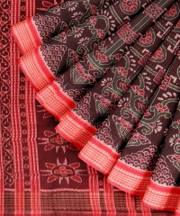 Maroon Red cotton Handloom Sambalpuri Saree