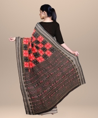 Red Black cotton Handloom Sambalpuri Saree