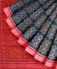  Bottle Green Red cotton Handloom Sambalpuri Saree