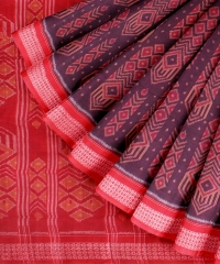 Purple Red cotton Handloom Sambalpuri Saree