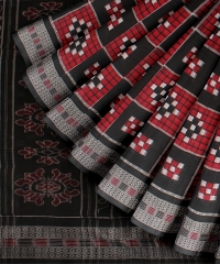 Red Black cotton Handloom Sambalpuri Saree